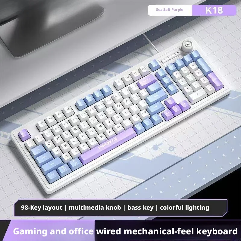 Gaming Keyboard No Noise - Teclado con Cable de 98 Teclas,
