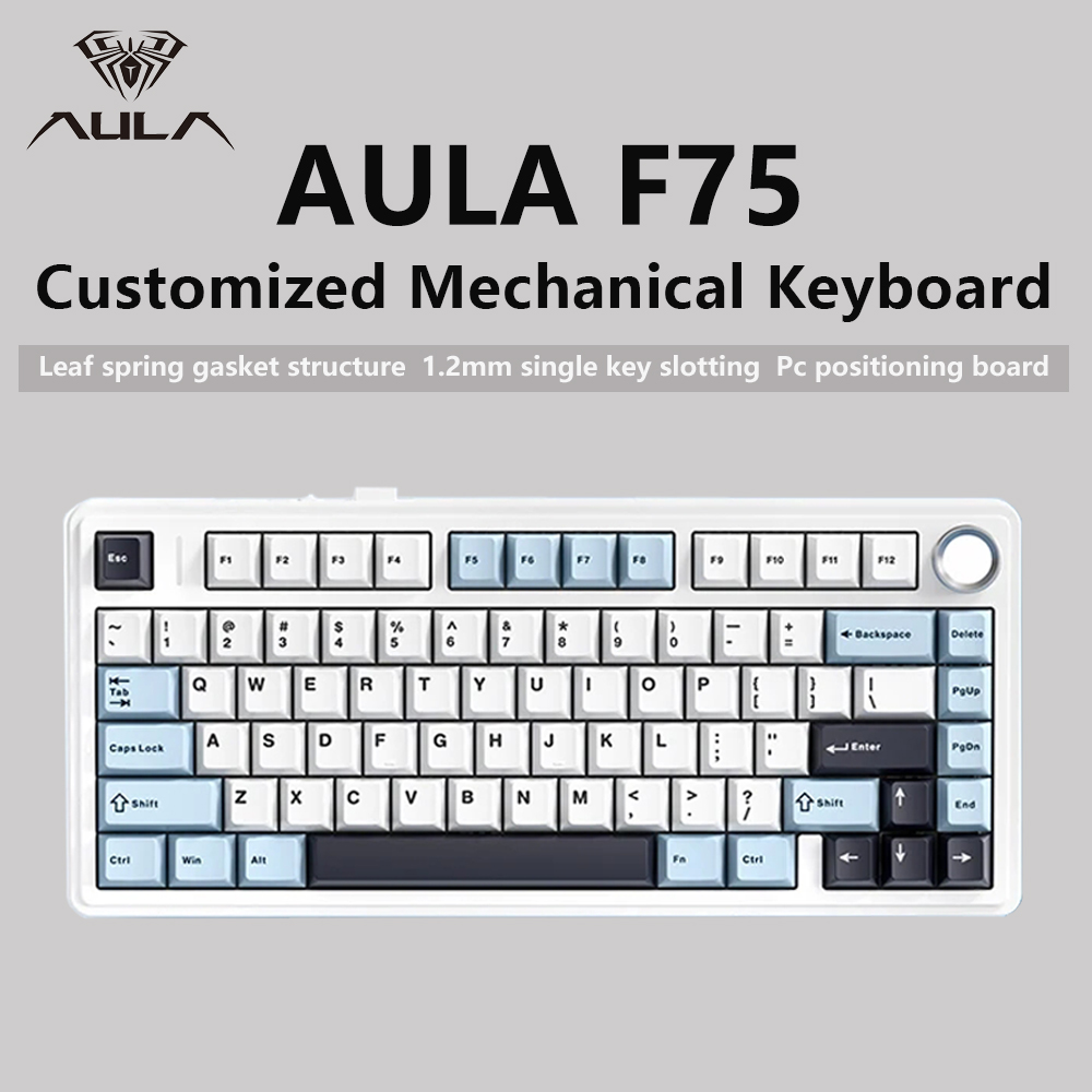 Gaming Keyboard Blue Switches - AULA-Teclado mecánico F75 2,4G para juegos,