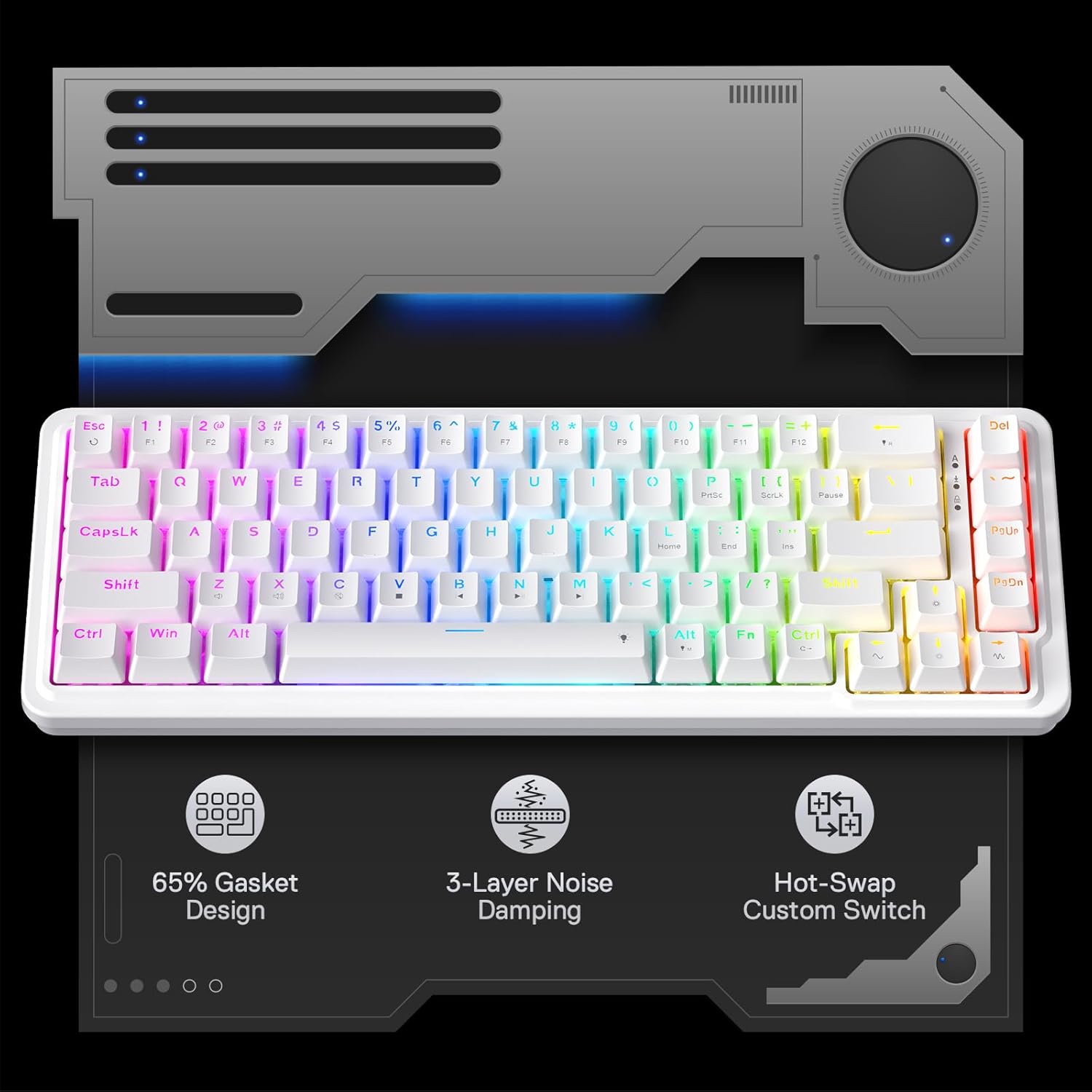 Redragon K709 65% Junta con ca - Gaming Keyboard No Noise reseña y precio