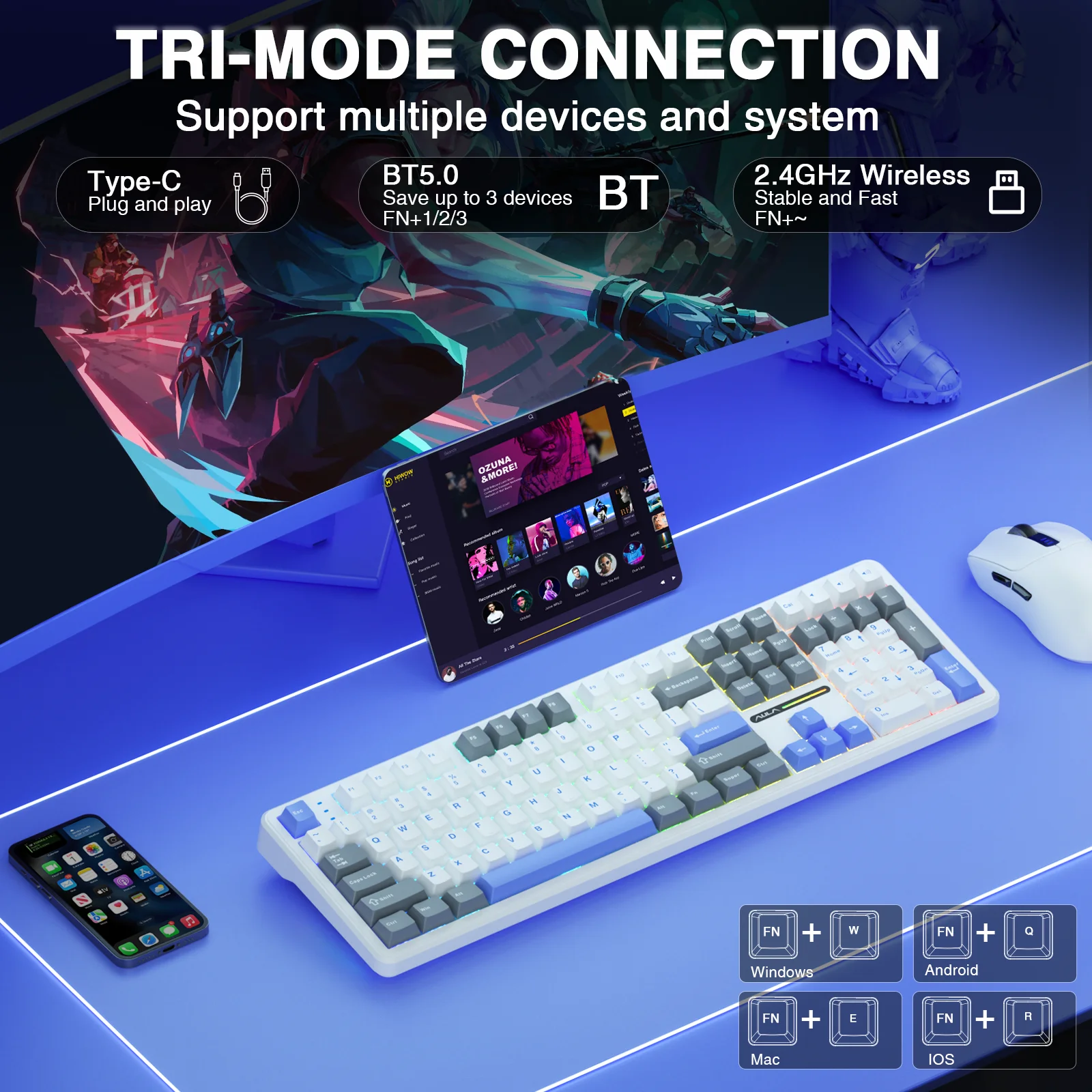 Teclado inalámbrico AULA F108, - Gaming Keyboard No Noise reseña y precio